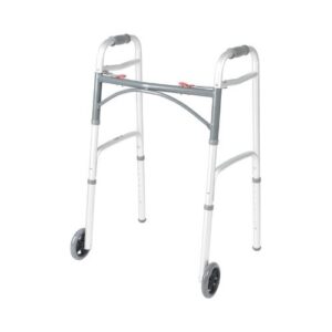 Drive Medical 10210-1 Deluxe Two Button Folding Walker with 5-Inch Wheels